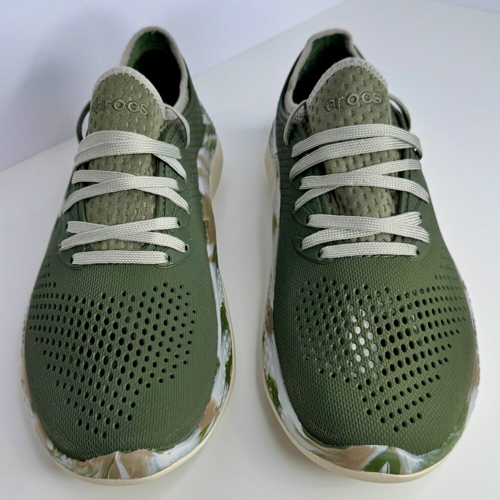 Men's Size 8 CROCS LITERIDE 360 MARBLED PACER SHOES ARMY GREEN-MULTI COLOR - Picture 8 of 8
